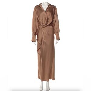 Jonathan Simkhai Satin Draped Maxi Dress in Bronze